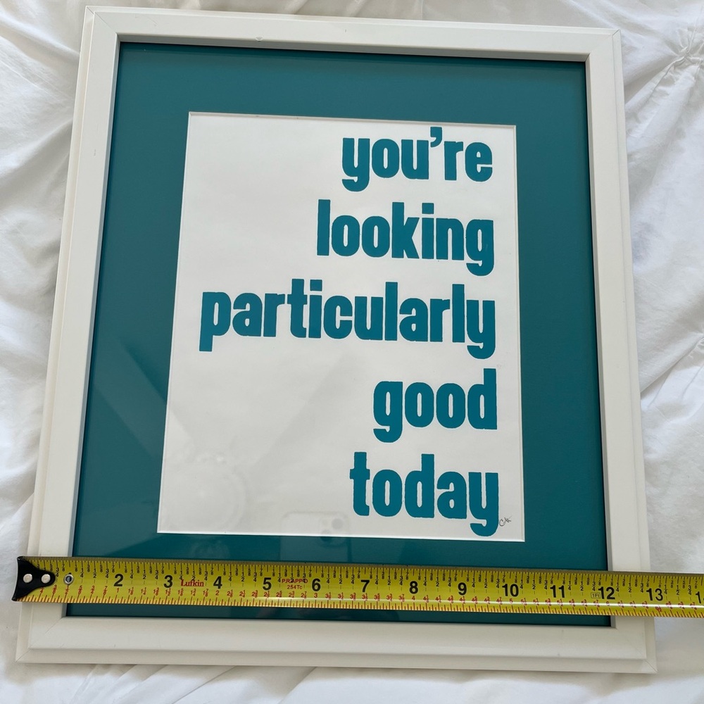 Teal and White Framed Wall Art